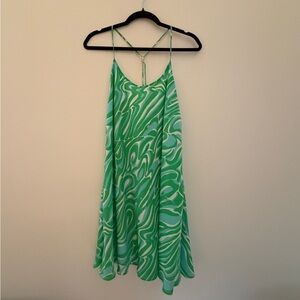 Green and White Swirl Dress